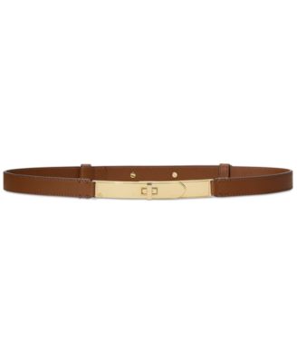 Lauren Ralph Lauren Women's Turn-Lock Skinny Leather Belt - Macy's