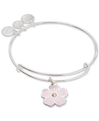 Alex and Ani - Silver-Tone & Gold-Tone Pav&eacute; Pink Pansy Charm Bangle Bracelett