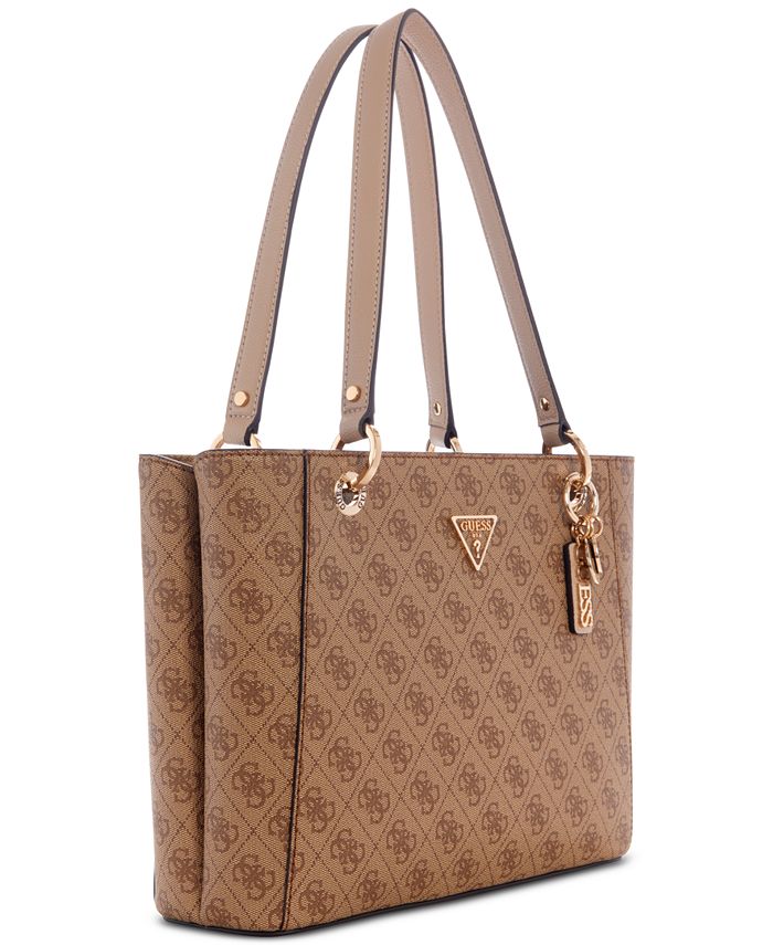 GUESS Women's Ruma Double Compartment Tote Satchel - Jacquard Logo, Adjustable Crossbody Strap