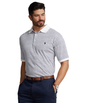 폴로 랄프로렌 Polo Ralph Lauren Mens Big & Tall Soft Cotton Polo Shirt,Bayberry Foulard White