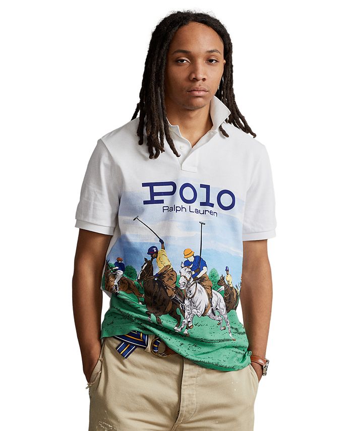 Polo Ralph Lauren Classic-Fit Printed Mesh Short-Sleeve Polo Shirt