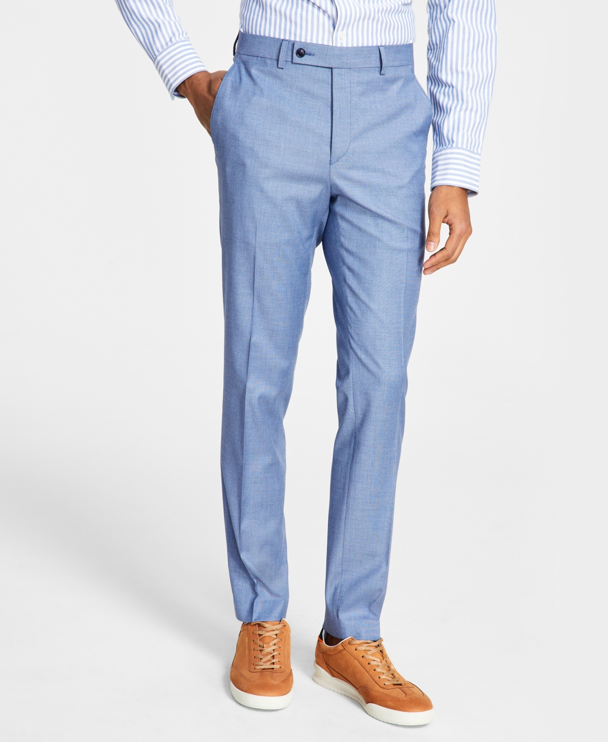 Shop Ben Sherman Men's Skinny-fit Stretch Suit Pants In Blue Sharkskin