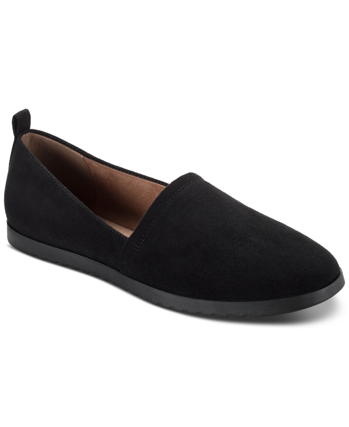 Shop Style & Co Women's Nolaa Round-toe Slip-on Flats, Created For Macy's In Black Micro