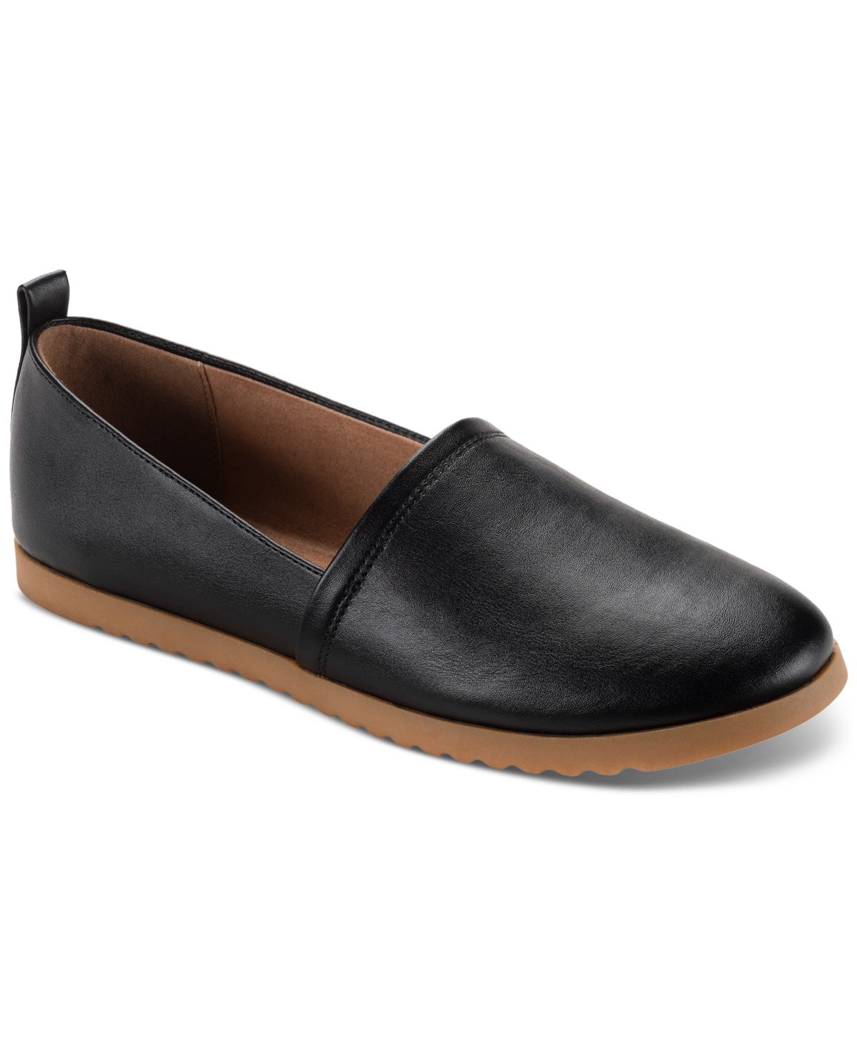 Style & Co Women's Nolaa Round-toe Slip-on Flats, Created For Macy's In Black Smooth