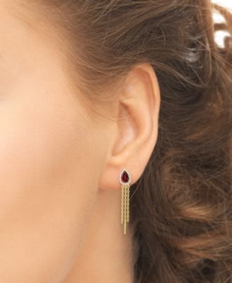 Garnet (7/8 ct. t.w.) & Lab-Grown White Sapphire (1/4 ct. t.w.) Multi-Chain Drop Earrings in 14k Gold-Plated Sterling Silver