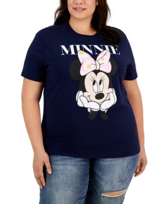 Disney - Trendy Plus Size Minnie Mouse Floral Bow T-Shirt