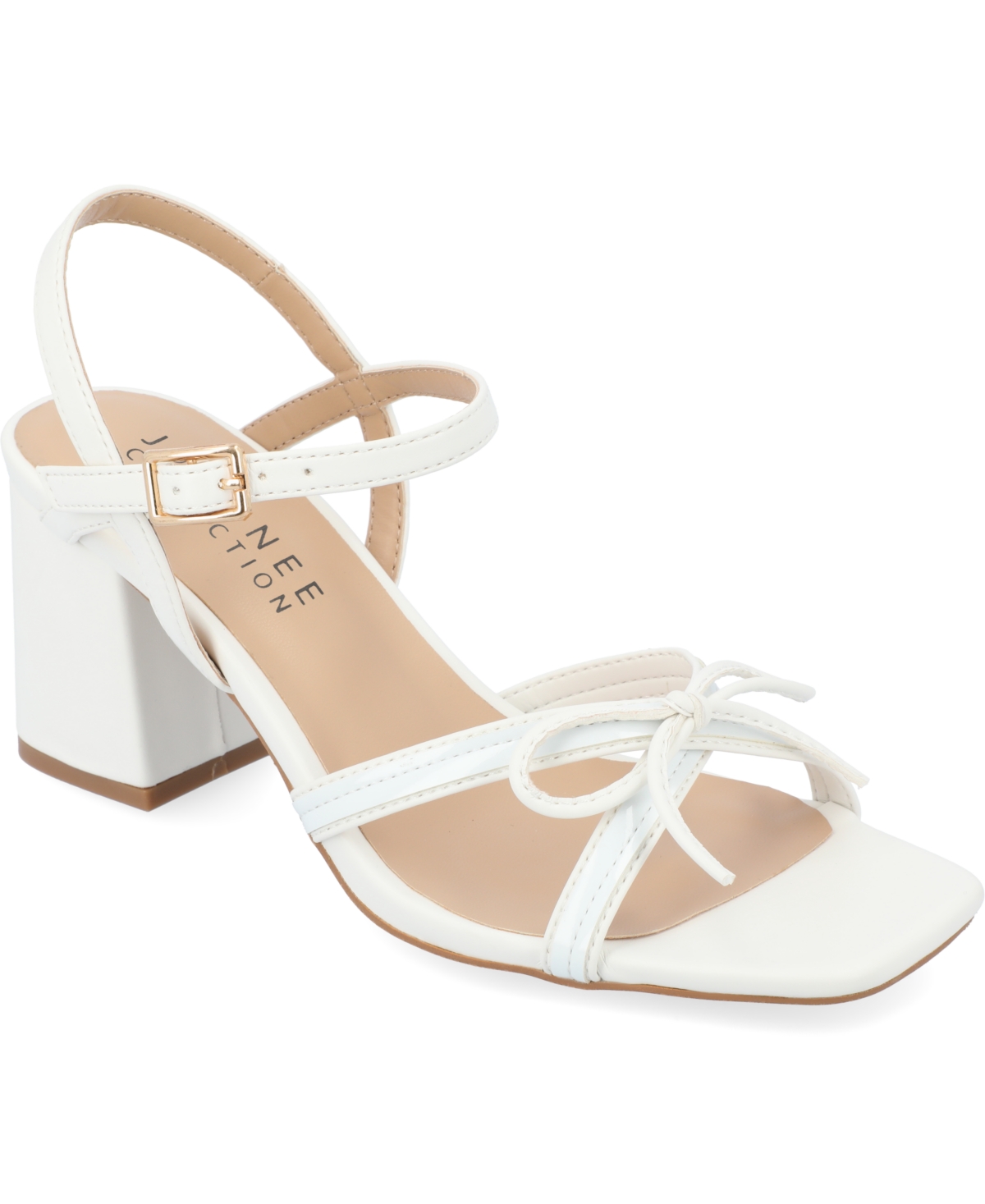 Journee Collection Issmia Block Heel Bow Sandal In White