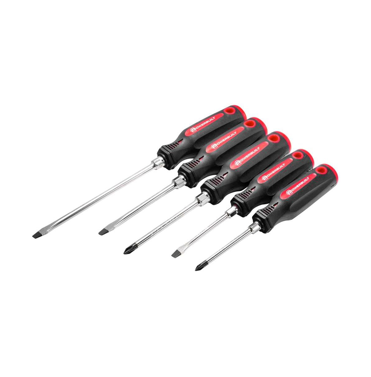 5 Piece Screwdriver Set with Double Injection Handles - Red