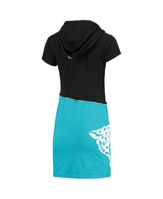 Women's Black, Teal Jacksonville Jaguars Hooded Mini Dress