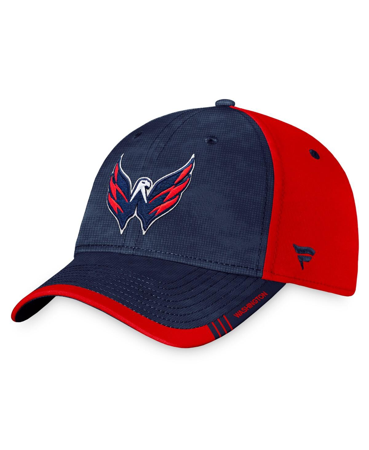 Shop Fanatics Men's  Navy, Red Washington Capitals Authentic Pro Rink Camo Flex Hat In Navy,red