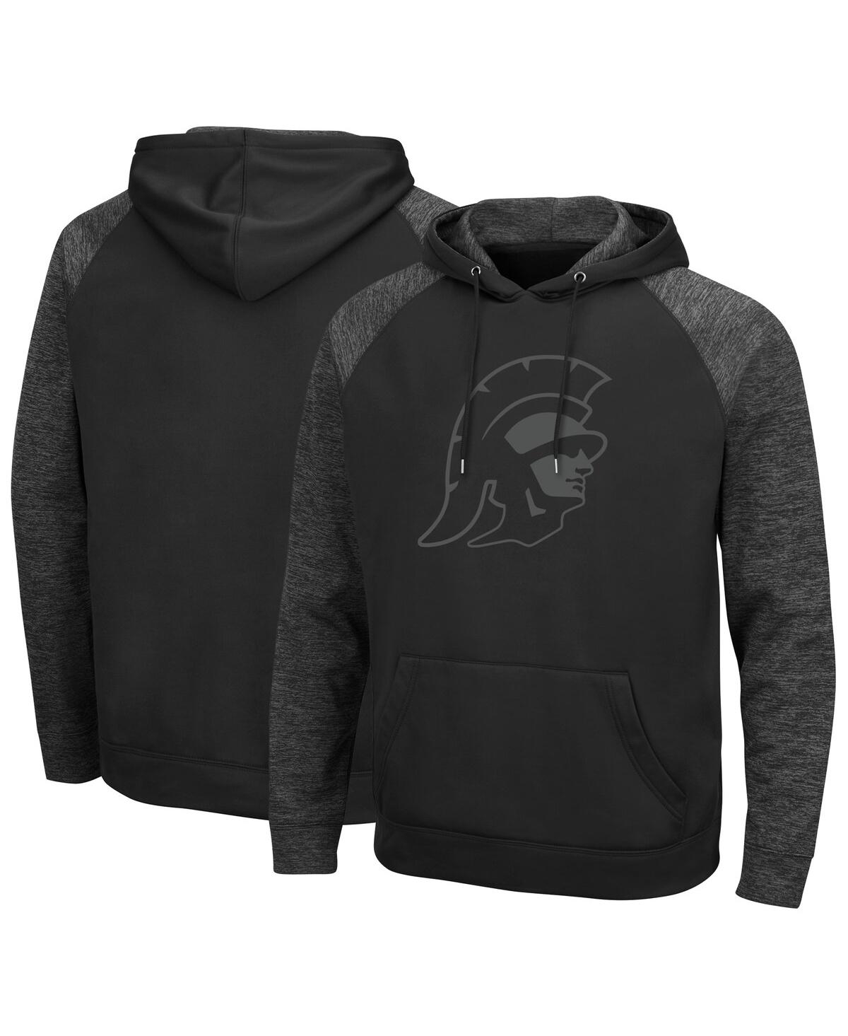 Colosseum Usc Trojans Blackout 3.0 Tonal Pullover Hoodie In Black