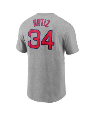 Men's David Ortiz Heather Gray Boston Red Sox Name and Number T-shirt