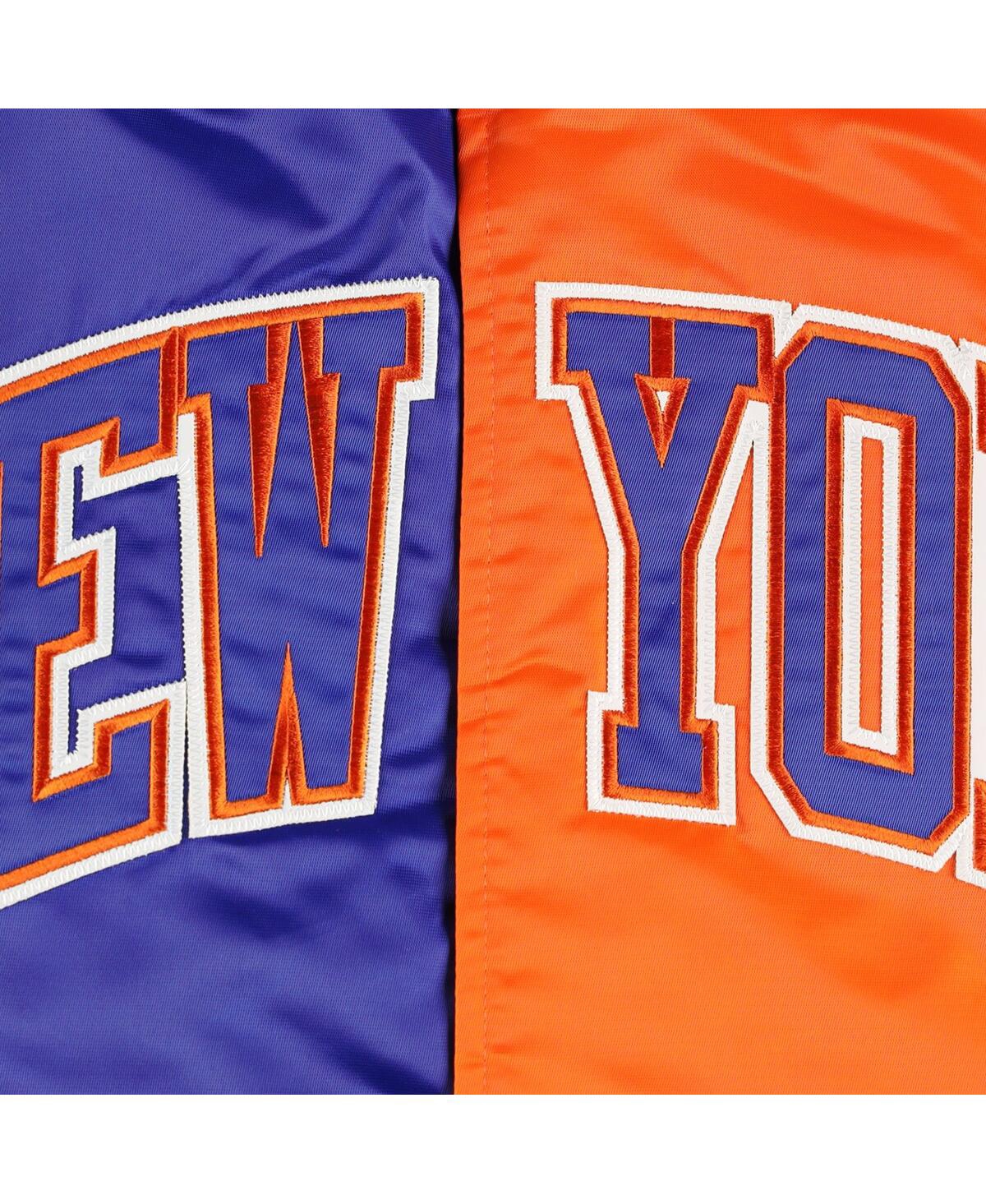 Shop Starter Men's  Blue, Orange New York Knicks Fast Break Satin Full-snap Jacket In Blue,orange