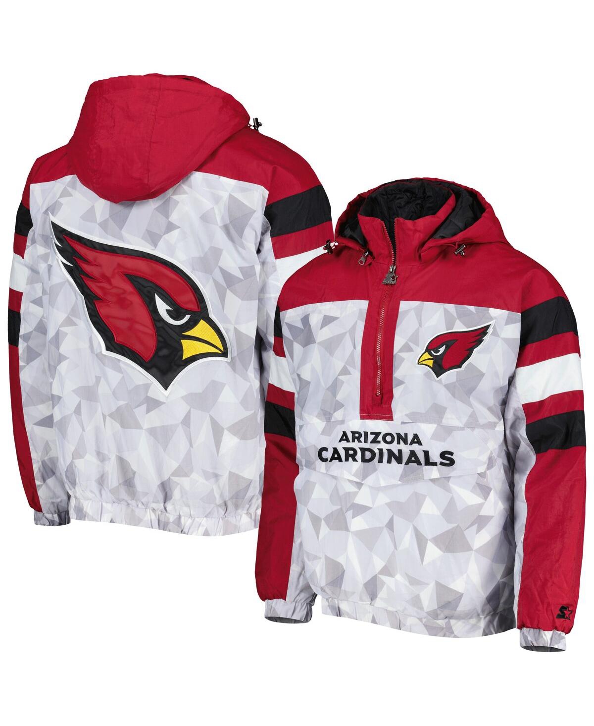 Starter Men's  White, Cardinal Arizona Cardinals Thursday Night Gridiron Raglan Half-zip Hooded Jacke In White,cardinal