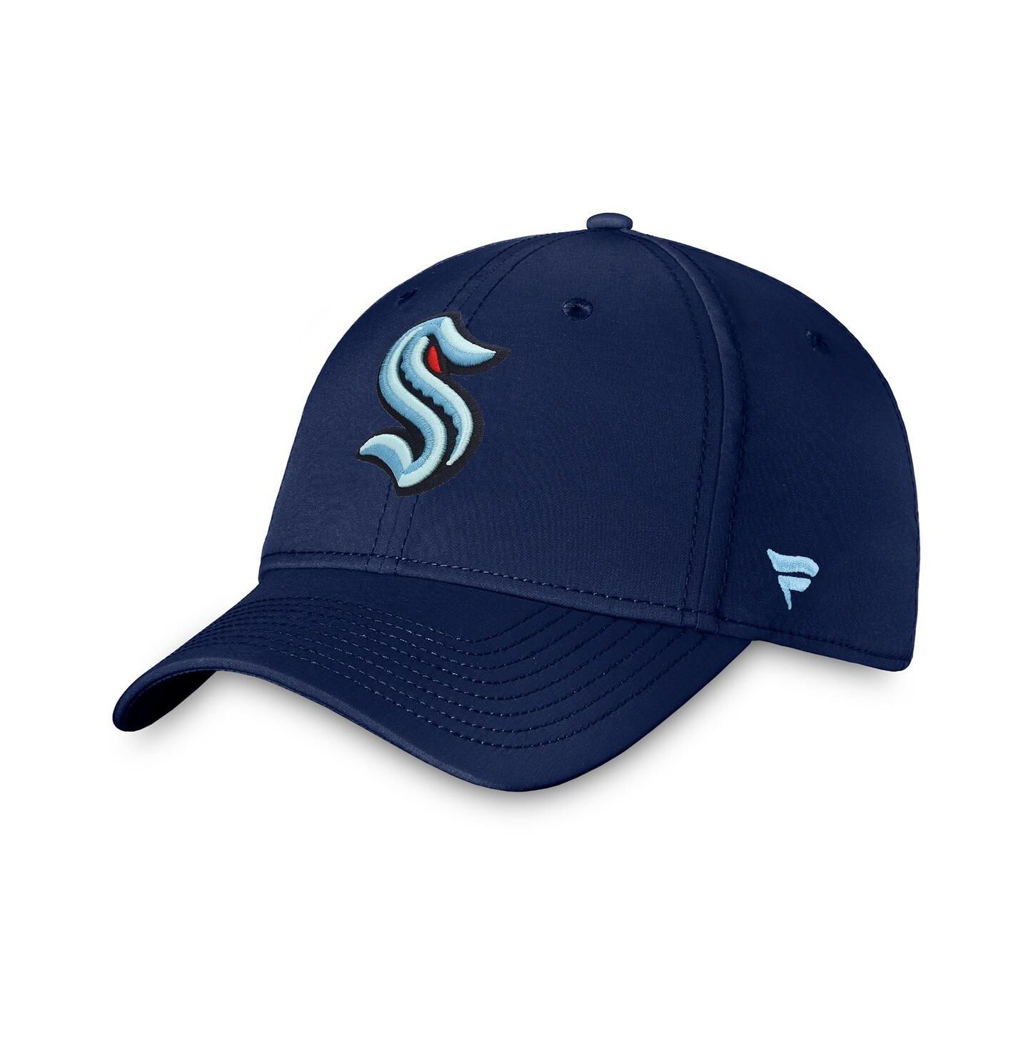 Мужская кепка Fanatics Navy Seattle Kraken Core Primary Logo Flex Hat — фото 1