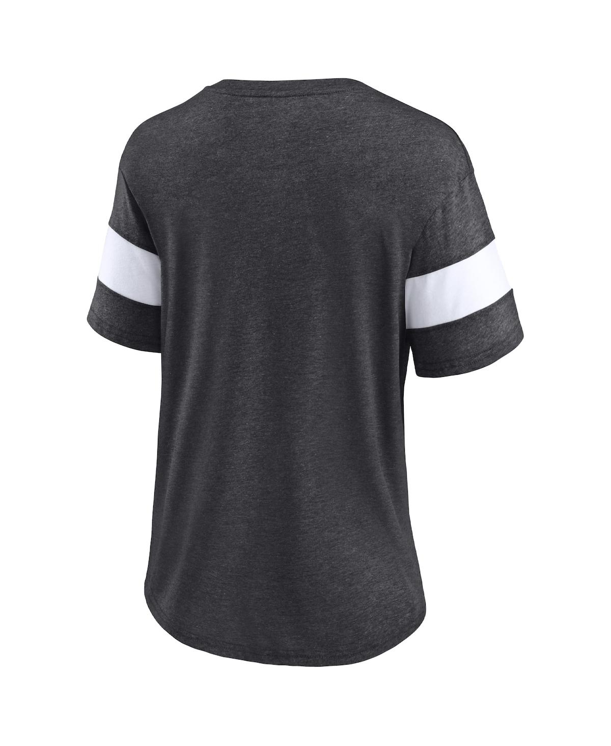 Fanatics Branded Heathered Charcoal/white New Orleans Saints Distressed Team Tri-blend V-neck T-shir In Heathered Charcoal,white