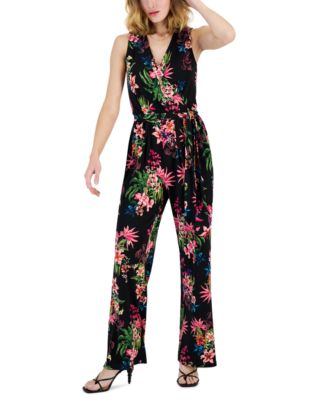 I.N.C. International Concepts - Petite Surplice-Neck Tie-Waist Jumpsuit