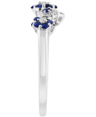 Sapphire (3/8 ct. t.w.) & Diamond (1/5 ct. t.w.) Flower Ring in 14k White Gold