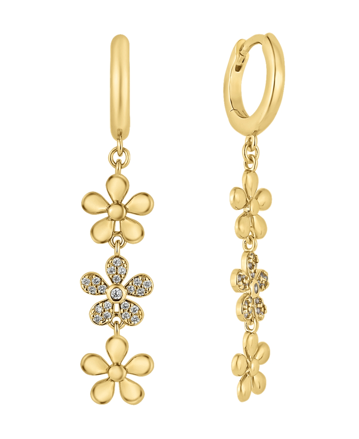 And Now This Cubic Zirconia 18k Gold-plated Triple Flower Earring