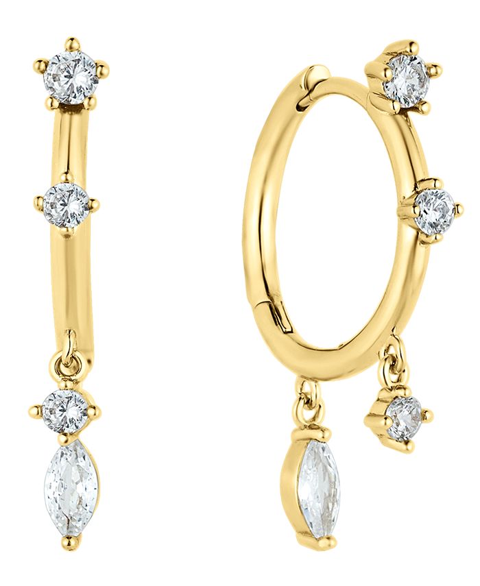 And Now This Cubic Zirconia 18K Gold-Plated Hinged Hoop Earring - Macy's