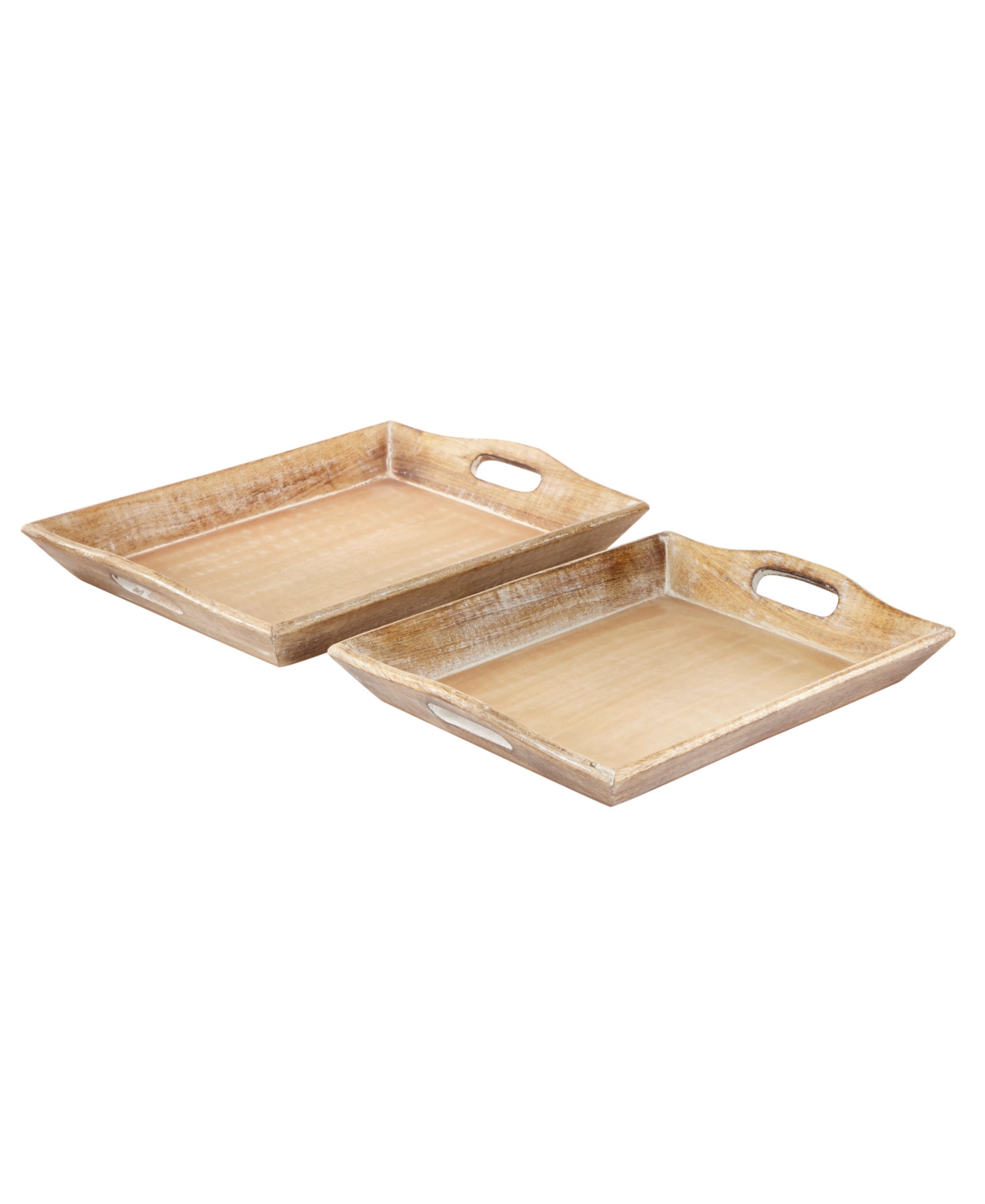 Rosemary Lane Wood Tray, Set Of 2, 18", 17" W In Brown