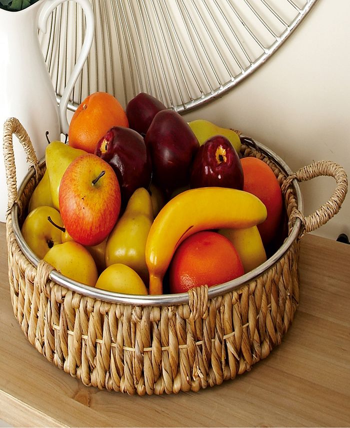 Rosemary Lane Dried Plant Handmade Woven Tray, Set of 2, 18", 20" W