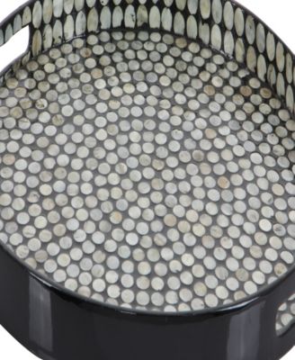 Mother of Pearl Handmade Tray with Slot Handles, 24" x 24" x 3"