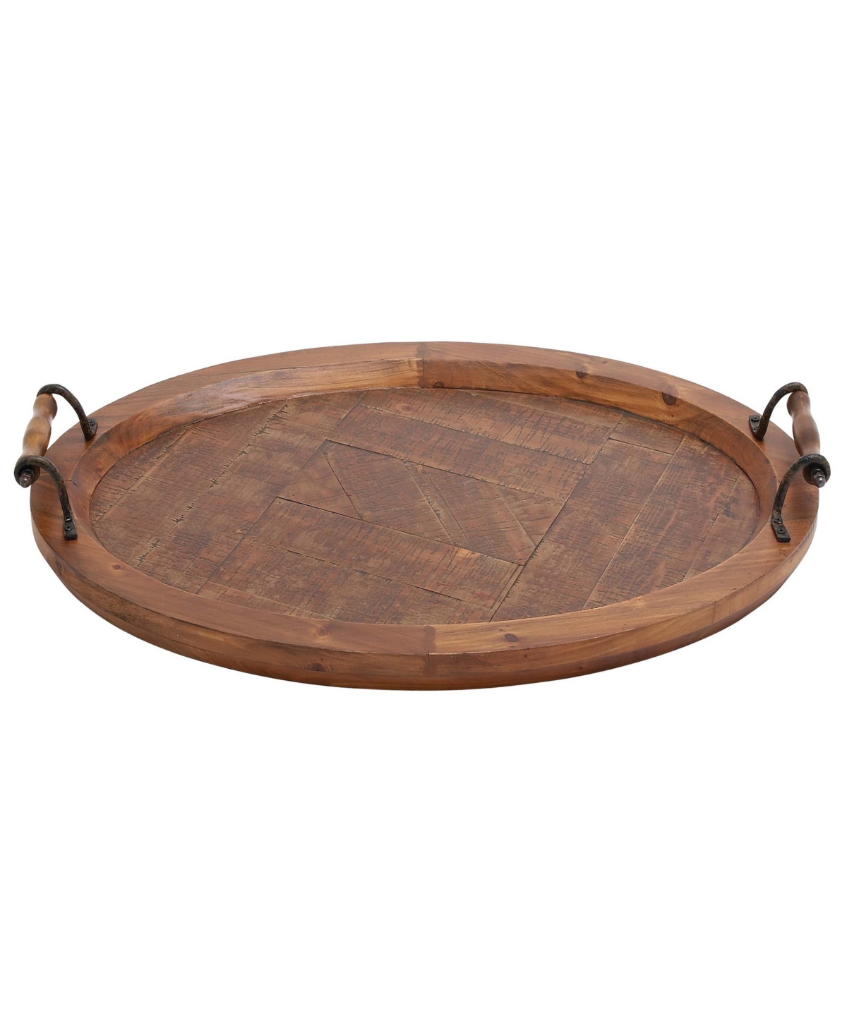 Rosemary Lane Wood Tray With Metal Handles, 29" X 19" X 4" In Brown