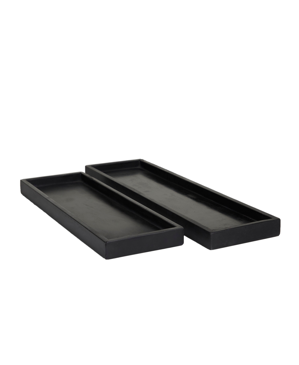 Cosmoliving Marble Modern 2 Piece Tray Set In Black Large