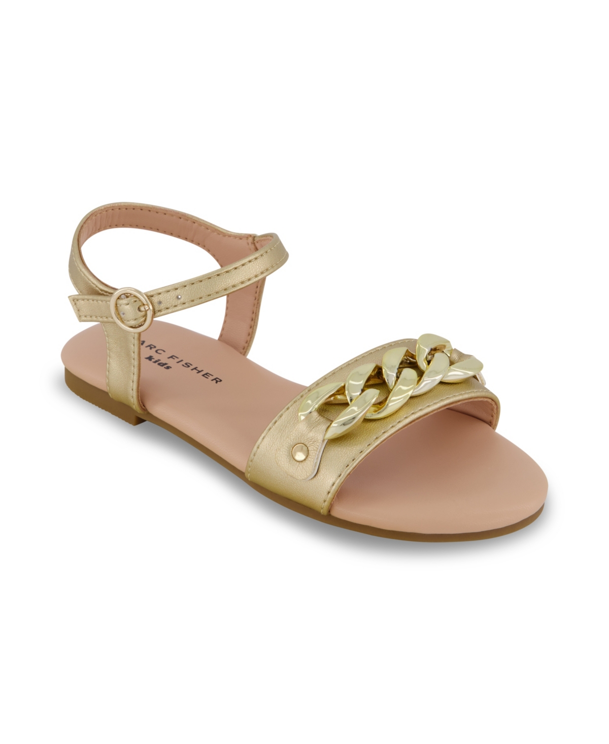 Marc Fisher Little Girls Open Toe Flat Sandals In Soft Gold