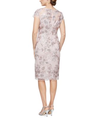 Vintage Teal Formal Dress Alex Evenings Women's Short Floral Embroidered  Cocktail Sheath Mother Of The Bride Dress