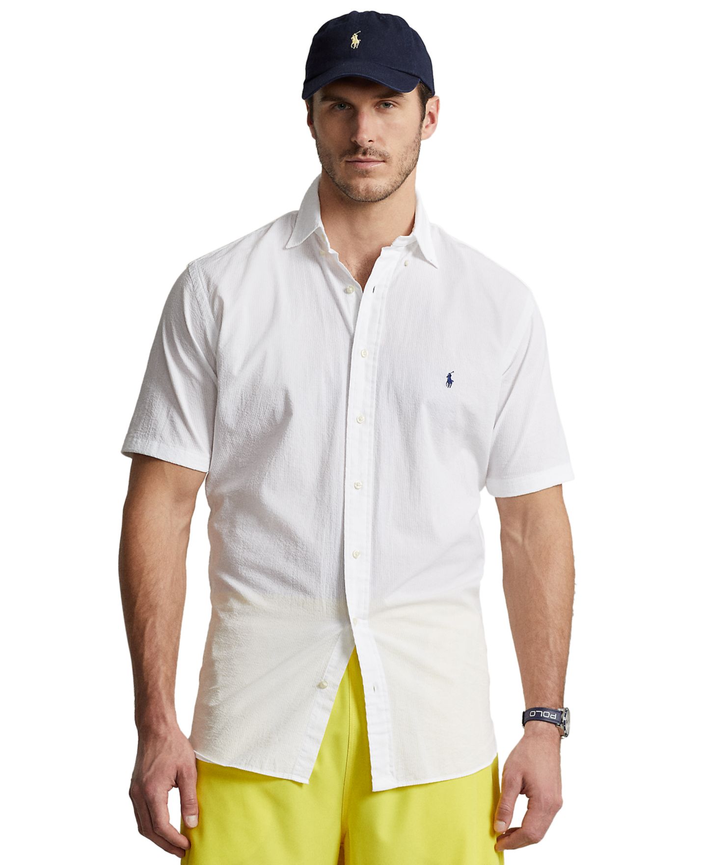 Мужская рубашка Polo Ralph Lauren Big & Tall Seersucker, цвет: Белый — фото 1