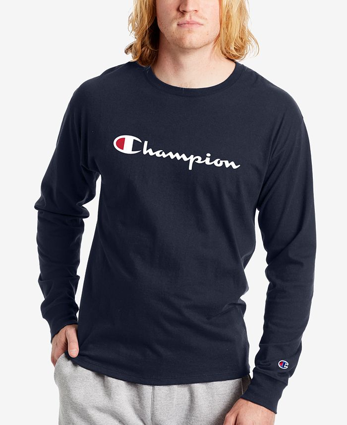 Champion Men's Script-Logo Long Sleeve Tshirt - Macy's