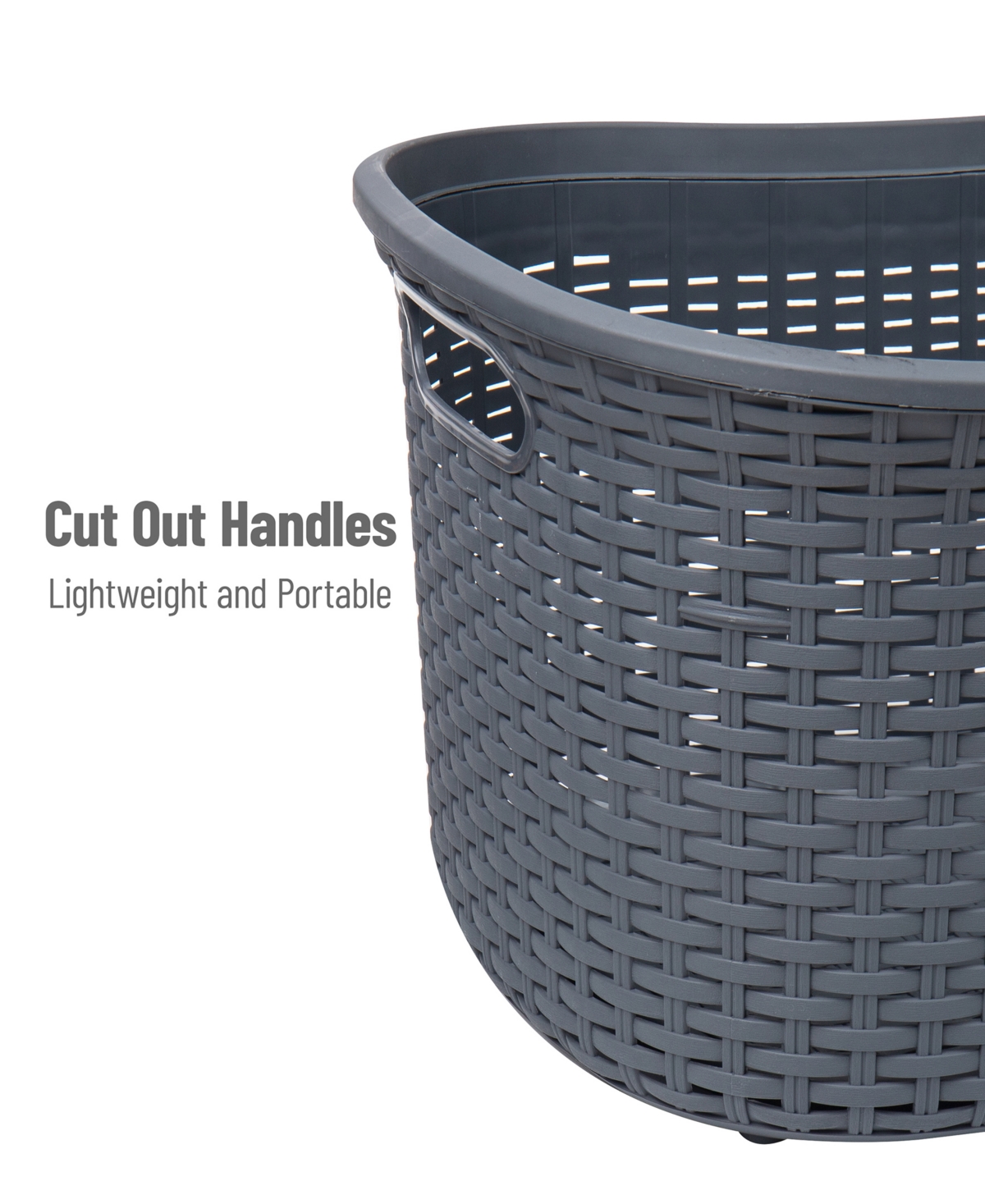 Shop Mind Reader Basket Collection Laundry Basket, Cut Out Handles, Ventilated, Set Of 2 In Gray