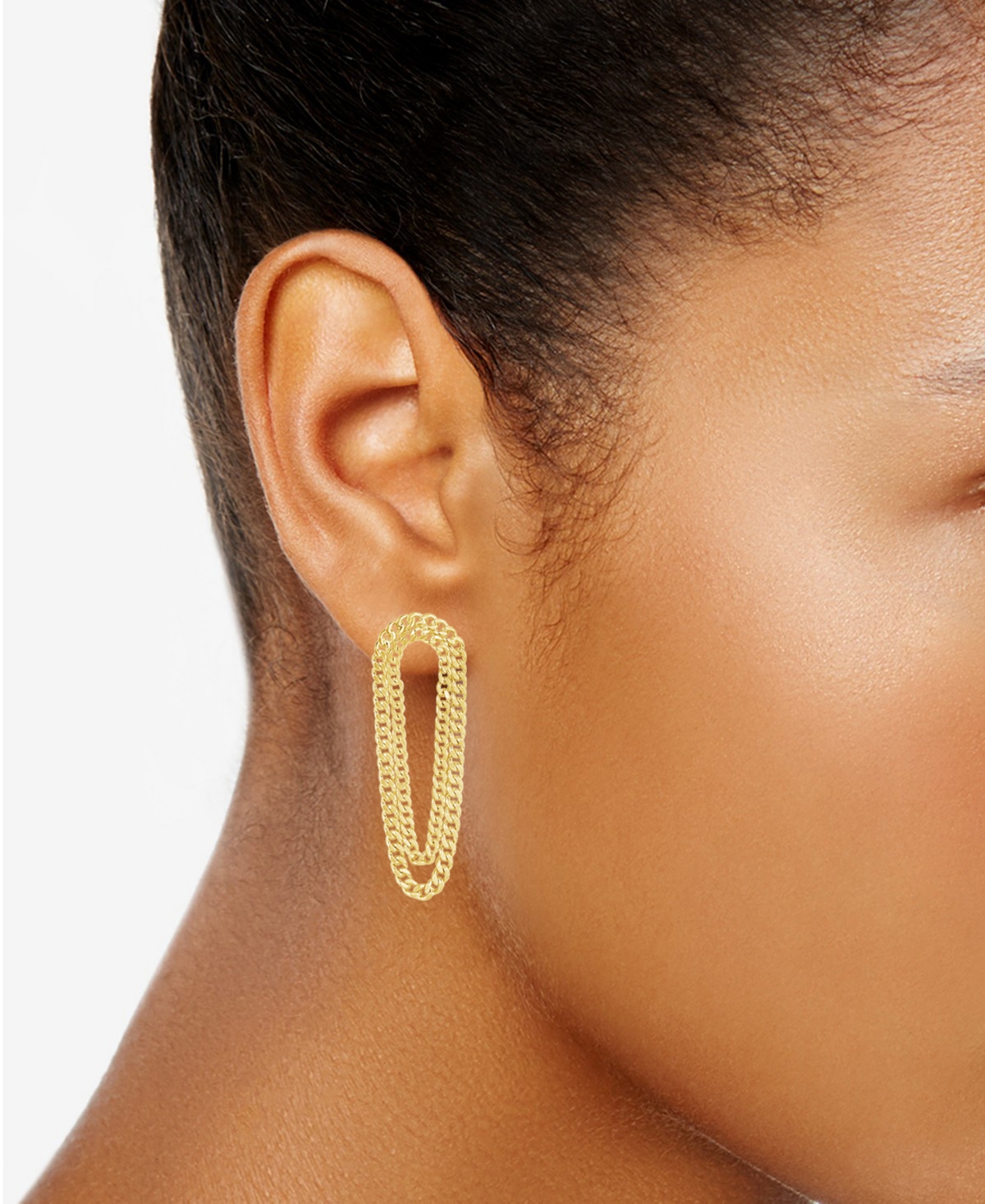 And Now This Double Row Chain Drop Earring In Fine Silver Plated