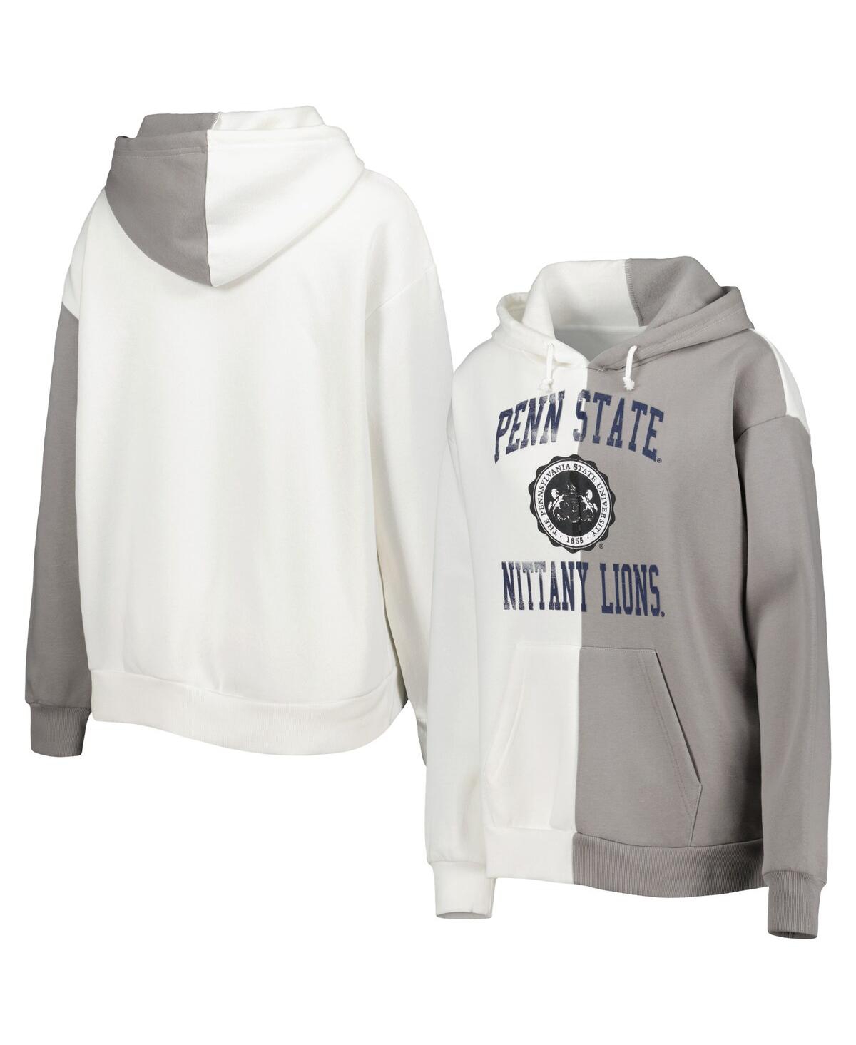 Shop Gameday Couture Women's  Gray And White Penn State Nittany Lions Split Pullover Hoodie In Gray,white