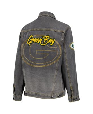 Women's Denim Green Bay Packers Faded Button-Up Jacket