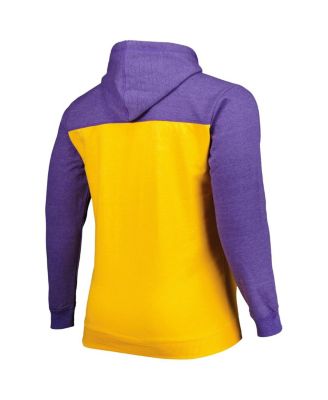 Men's Gold, Purple Los Angeles Lakers Big and Tall Down and Distance Full-Zip Hoodie