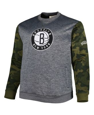 Men's Heather Charcoal Brooklyn Nets Big and Tall Camo Stitched Sweatshirt
