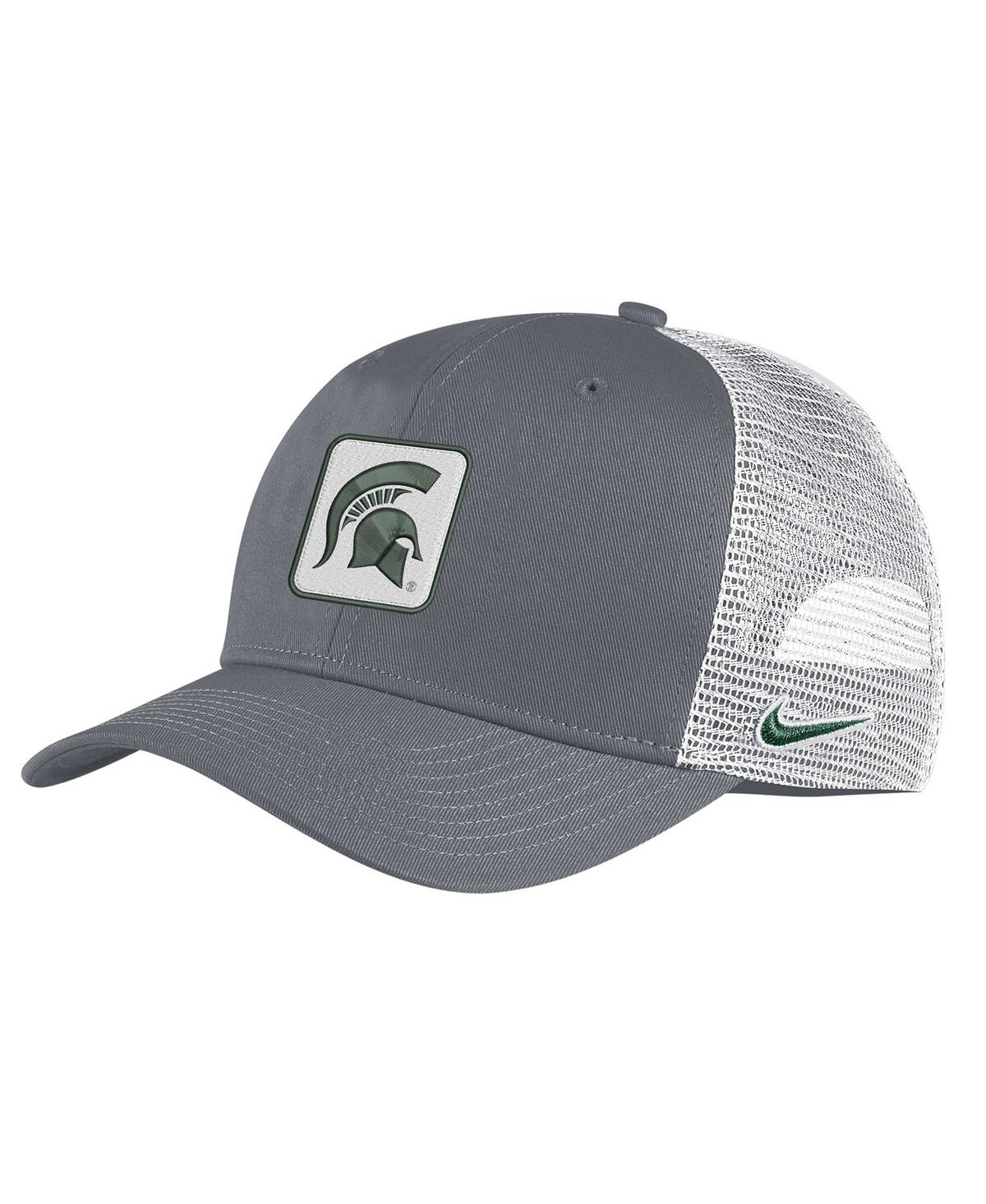 Nike Men's  Gray And White Michigan State Spartans Classic99 Trucker Snapback Hat In Gray,white