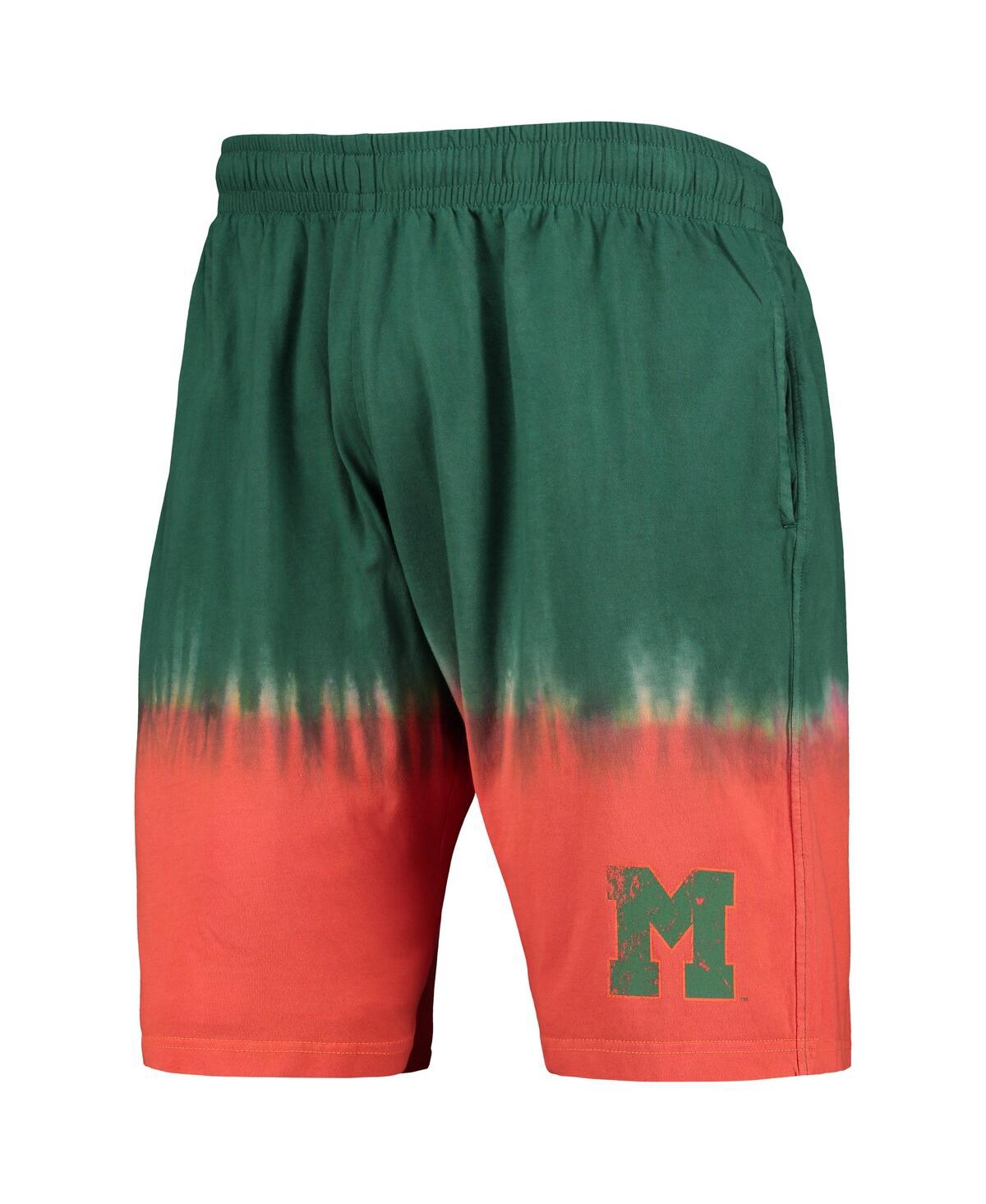 Mitchell & Ness Men's  Orange, Green Miami Hurricanes Tie-dye Shorts In Orange,green