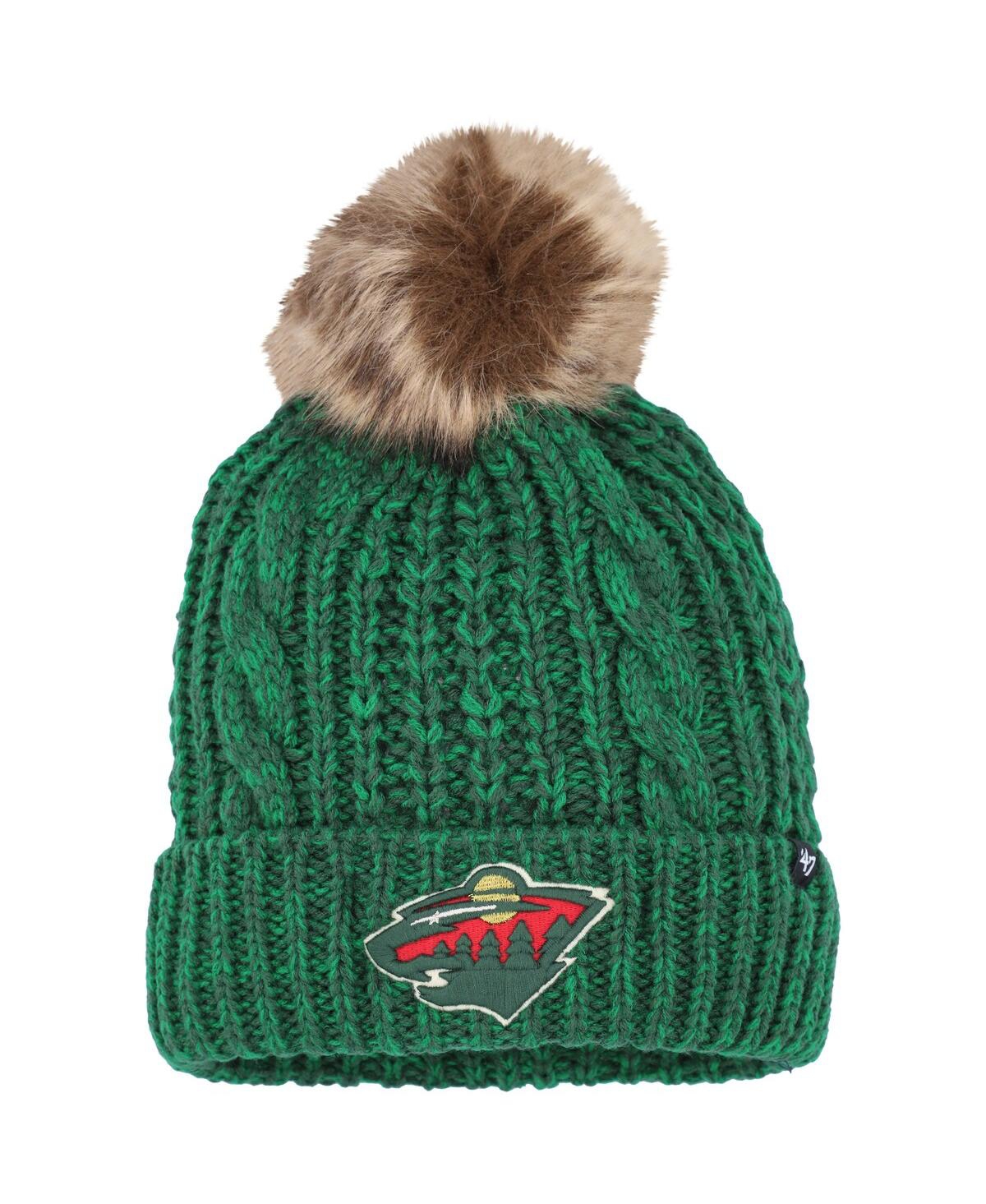 47 Brand Women's ' Green Minnesota Wild Meeko Cuffed Knit Hat With Pom In Green