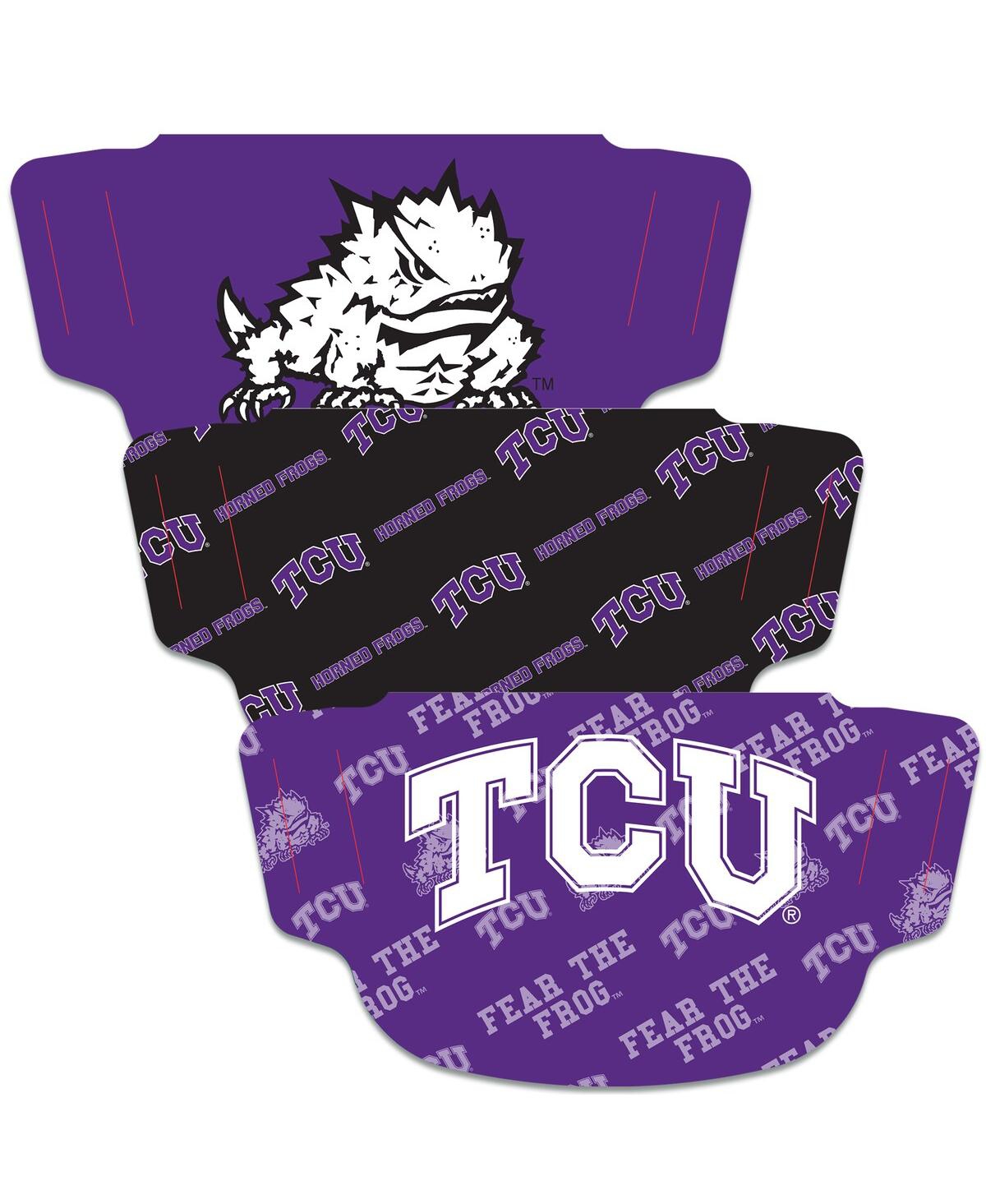 Shop Wincraft Men's And Women's  Tcu Horned Frogs Face Covering 3-pack In Purple