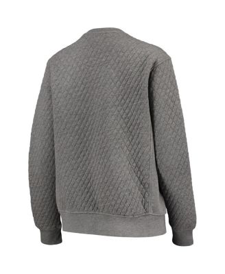 Women's Heather Charcoal Wisconsin Badgers Moose Quilted Pullover Sweatshirt