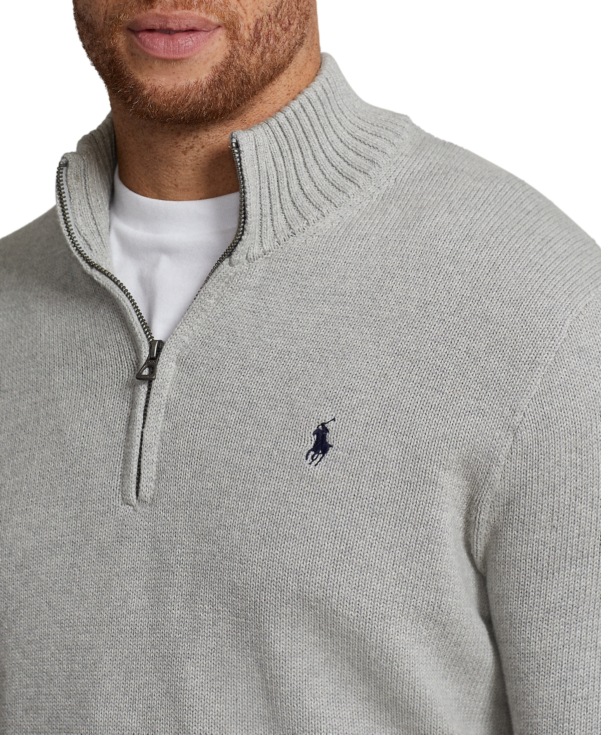 Polo Ralph Lauren Men's Big & Tall Cotton Quarter-Zip Sweater