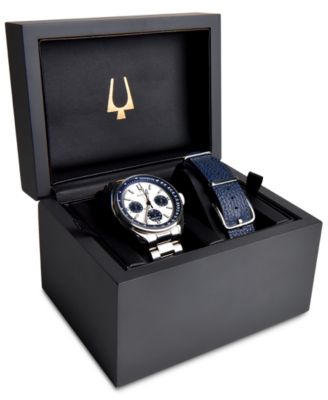 Men's Chronograph Archive Lunar Pilot Stainless Steel Bracelet Watch Box Set 44mm