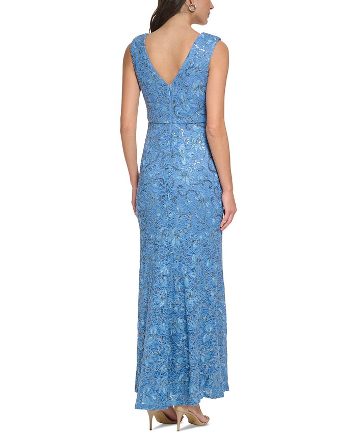 Vince Camuto Women's Embellished Lace V-Back Gown - Macy's