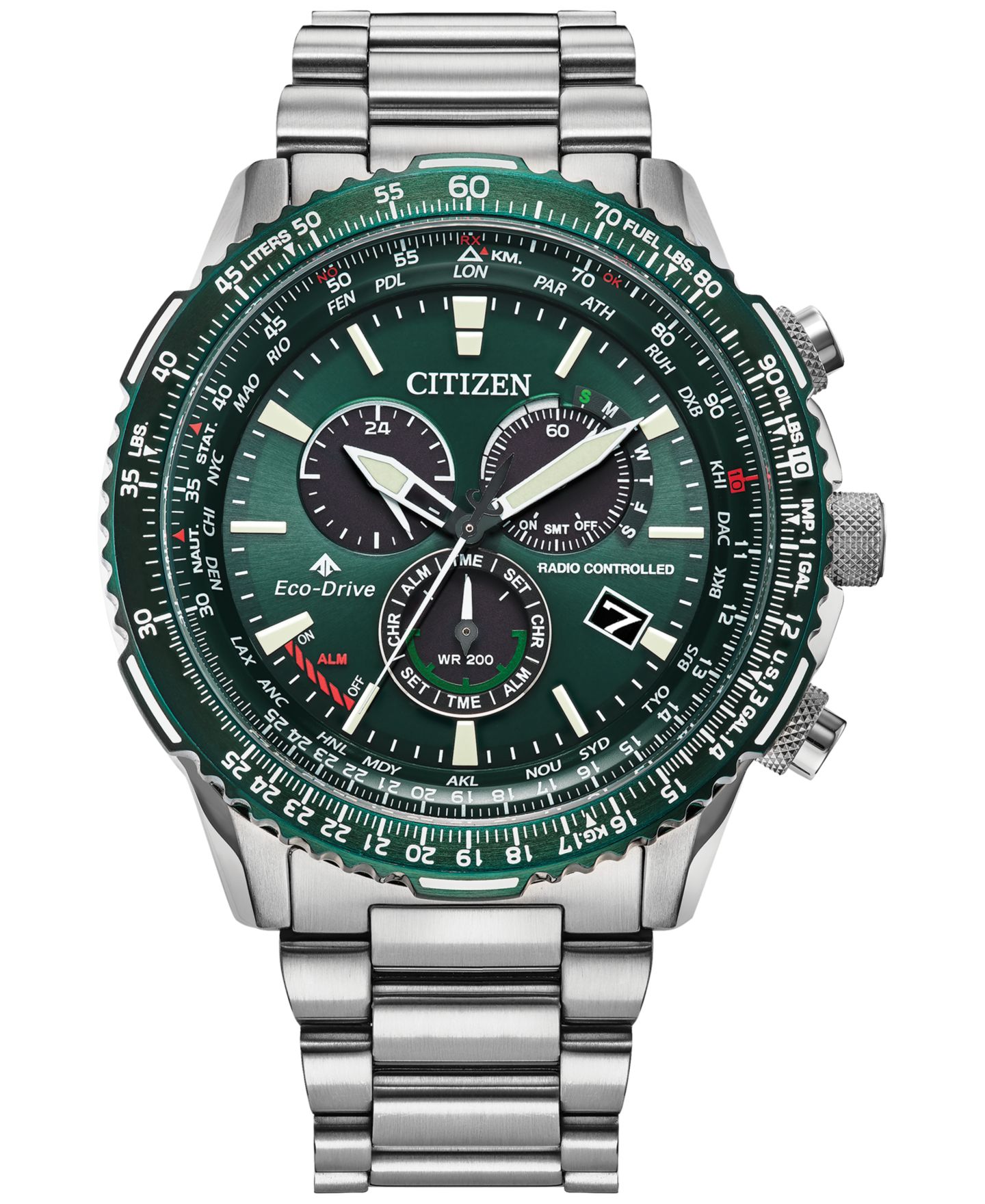 Мужские часы Citizen Eco-Drive Chronograph Promaster Sky Stainless Steel Bracelet Watch 46mm — фото 1