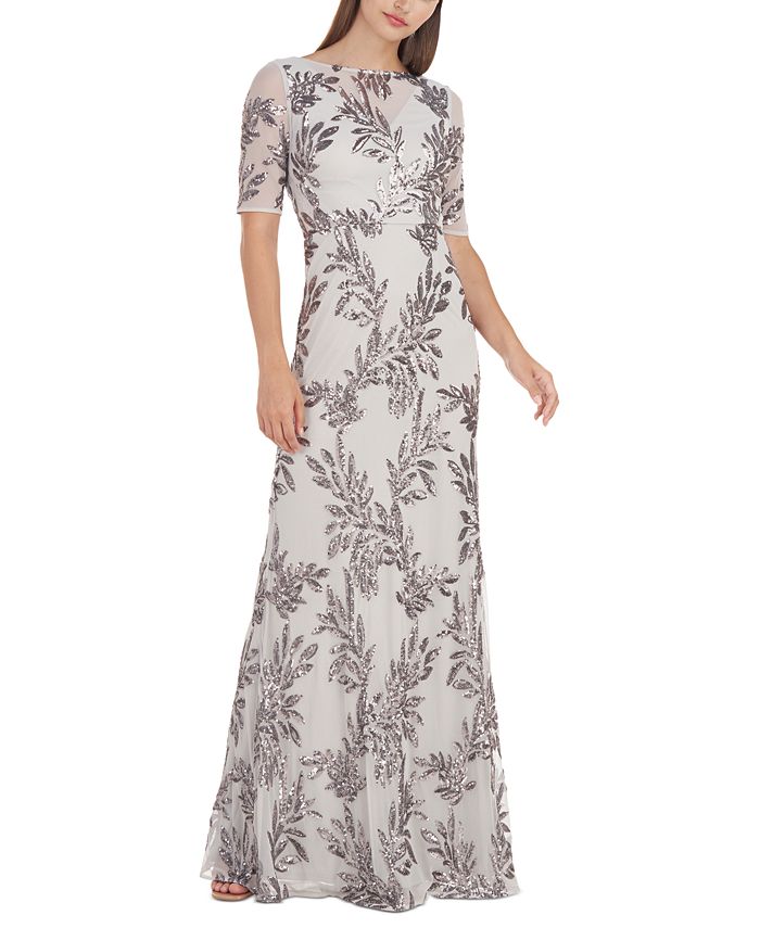 JS Collections Chloe Sequin-Embroidered Evening Gown - Macy's