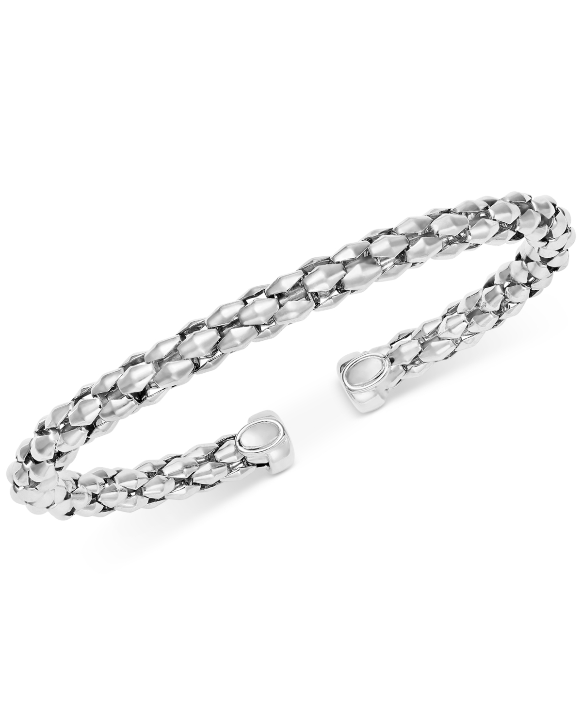 Macy's Pyramid Link Polished End Cuff Bracelet In Sterling Silver